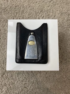 DALVEY Vintage Cuero Negro y Acero Inoxidable Clip para Dinero Estuche para Tarjetas Crédito Efectivo - Imagen 1 de 7