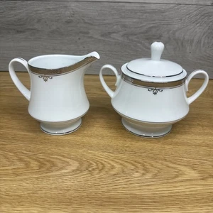 Noritake Buckingham Platinum Creamer And Sugar Bowl - Picture 1 of 8