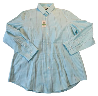 New ALFANI Mens Shirt Large Light Blue Plaid Long Sleeve Button Down NWT - Image 1 of 4