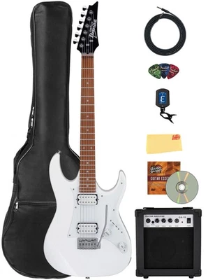 Guitarra Eléctrica Ibanez GRX20W RG Gio - Blanca con Amplificador Foto 1 de 4