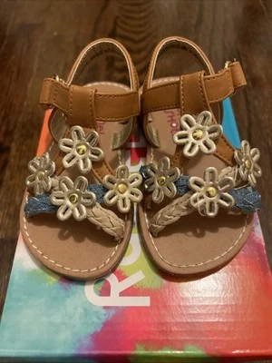 NEW RACHEL SHOES Toddler girls Tan/ Denim adjustable sandals size 6 - Image 1 of 4