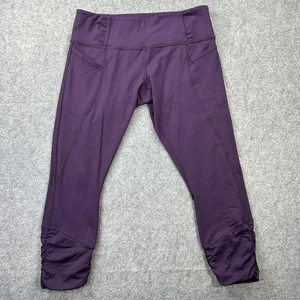 Pantalones Lululemon Para Mujer 10 Leggings Cortos Púrpura Dobladillo Acanalado Bolsillos Laterales Atléticos - Imagen 1 de 11
