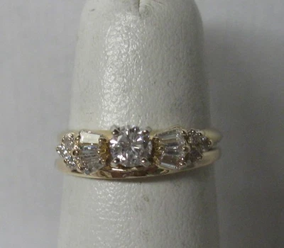 14K SOLID GOLD .30 ct. DIAMOND WRAP GUARD  WEDDING BAND RING FOR SOLITAIR SIZE 7 - Image 1 of 4