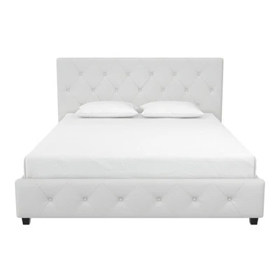 Cabecero acolchado con plataforma de cuero sintético Dakota tamaño completo blanco Foto 1 de 4