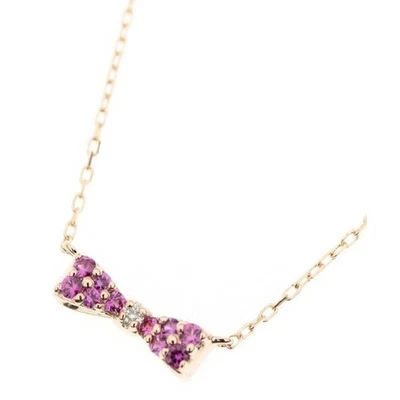 Collar Ponte Vecchio Mujer Motivo Arco Colgante Zafiro Rosa Diamante Oro Rosa Foto 1 de 4