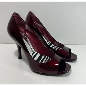 BCBGENERATION Ariel Ruby Red Patent Leather Stiletto Heels Shoes Womens 7.5 - Picture 1 of 7