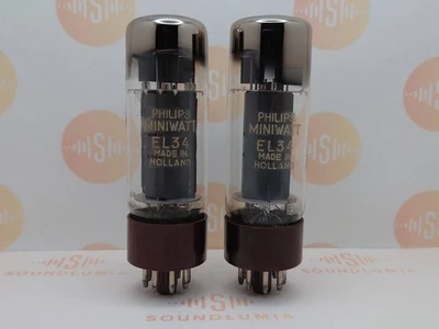 2 件马自达 EL34 6CA7 DD Getter - 飞利浦标签布鲁塞尔 '60 相同代码 -NOS — 第 1/4 张图片