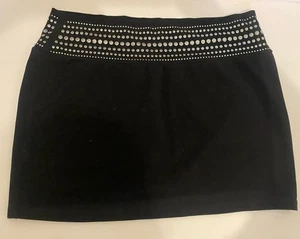 Express Mini Skirt Women's Size Large Black Studded Stretch - Picture 1 of 6