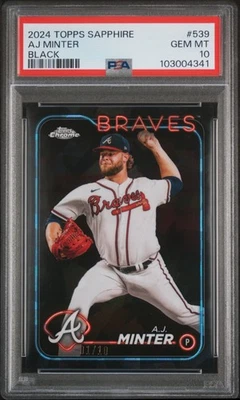 2024 Topps Chrome Sapphire Aj Minter #539 Black PSA 10 - Image 1 of 2