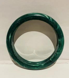 Vintage Swirl Dark Green Bakelite Bangle - Tested - 82mm - Picture 1 of 4