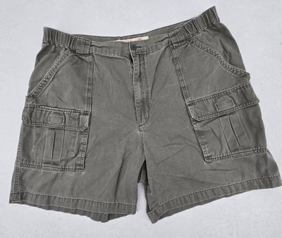 Pantalones Cortos Carga Savane Hombres Talla 40 Verde Cintura Elástica Bolsillo Móvil Exterior Foto 1 de 4