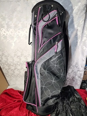 Bolsa de golfe feminina Tommy Armour divisórias de 7 vias 5 bolsos preta rosa cinza - Imagem 1 de 4