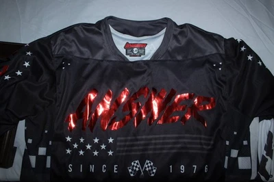 Answer Elite Motocross Jersey L Black Red Foil American Flag BMX MX MTB - Image 1 of 4