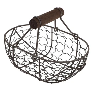Metal Wire Egg Basket with Wood Handle, Egg Baskets for Fresh Egg, Farmhouse ... - Picture 1 of 9
