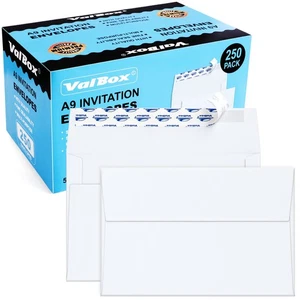 A9 Invitation Envelopes 250 Qty 5-3/4 x 8-3/4" White Envelopes Self Seal for ... - Picture 1 of 6