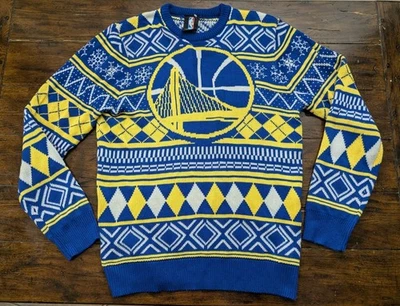 NBA Sweater Men Large GOLDEN STATE WARRIORS Ugly Christmas Style Pullover Blue - Image 1 of 4