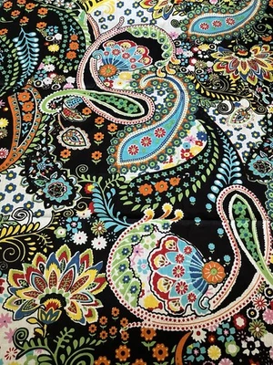 2 Yards Paisley single length  Printed cotton fabric dress making sewing crafts - Image 1 of 4