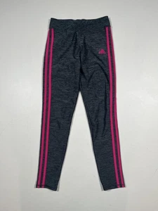 Adidas Leggings Niñas Medianos 10/12 Gris Rosa 3 Rayas Pantalones Atléticos Entrenamiento - Imagen 1 de 7