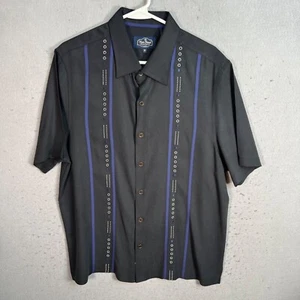 Nat Nast Luxury Original Mens Black & Blue Linen Button-Up Shirt Medium - Picture 1 of 7