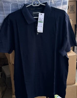 $65 Camisa Polo Calvin Klein Para Hombre Azul Manga Corta Tacto Líquido Talla L Golf Foto 1 de 4