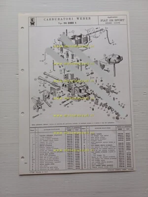 Weber carburatore 34 DHS 1 Fiat 124 Spider Coupè 1968 catalogo ricambi originale - Immagine 1 di 3