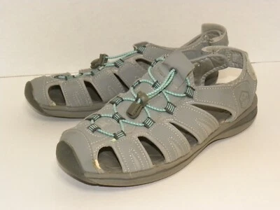 Khombu Ashley Sandals Women's Size 10 M Grey with Aqua Blue Accents - Image 1 of 4