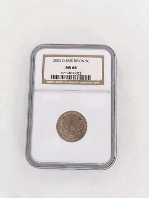 2005-D JEFFERSON BISON NICKEL 5 CENTS 5C NGC MS66 UNC BU COIN - Image 1 of 4