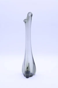 Viking Epic 3 Foil Swung Vaso 10,5” Carbone Vintage MCM Vetro Bud Vase - Foto 1 di 11