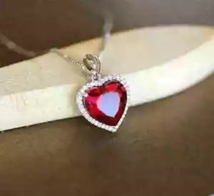 2.30 CT Heart Cut Lab-Created Red Ruby Fancy Stud Earrings 14K White Gold Plated - Picture 1 of 4