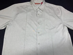 Havanera Co Mens Button Front Short Sleeve Beige Polyester Shirt Medium M - Picture 1 of 4