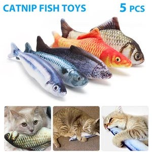 5 Pack Realistic Interactive Fish Cat Kicker Crazy Pet Toy Catnip Toys Gifts - Picture 1 of 10