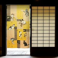 Lucky Cats Noren Room Door Window Curtain Good Fortune 85×170cm Yellow