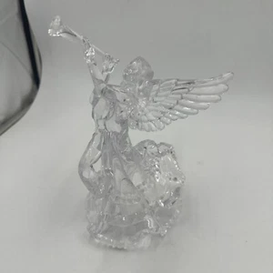 Vintage Clear Acrylic Tree Topper Angel Playing Horn Christmas Decor Decoration - Picture 1 of 7