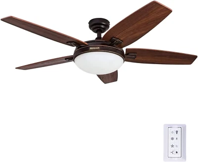 Contemporary Integrated Light Ceiling Fan Remote Control Ironwood Blades Bronze - Image 1 of 3