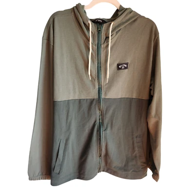 Sudadera Billabong Para Hombre Grande Verde Oliva Abner Cremallera Completa Bloques de Color Sudadera con Capucha Foto 1 de 4
