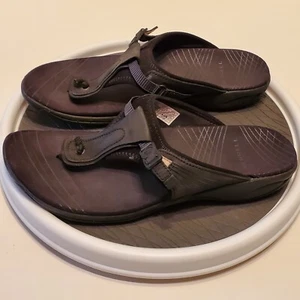 Merrell Pansy Black Suede Flip Flops Slide Hiking Thong Sandals Women Size 8 - Picture 1 of 15