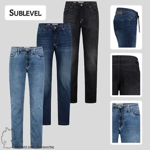 Sublevel Herren Jeans Stretch Slim Denim Hose Reißverschluss und Tunnelzug - Bild 1 von 21