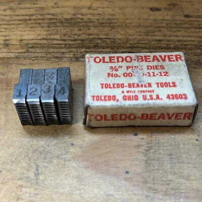 NOS TOLEDO 3/8" PIPE THREADING DIES N0 00-30-11-12 - Image 1 of 4