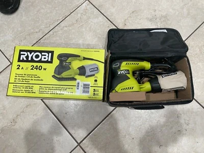 RYOBI 2 А проводной шлифовальный станок 1/4 листа компактный шлифовальный инструмент с сумкой и 4 листами #s652dgk - Изображение 1 из 4