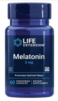 Life Extension Melatonina 3 mg Suplemento Óptimo de Apoyo al Sueño 60 Cápsulas Vegetales Foto 1 de 4