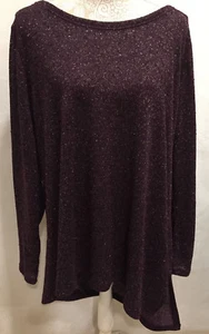 Suéter asimétrico metálico plata púrpura para mujer Lane Bryant talla grande 22/24 - Imagen 1 de 9