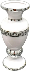 Atemberaubende Vase Mosaik Blume weiß oder schwarz glänzend Crushed Diamond Dekor 40 cm - Bild 1 von 9