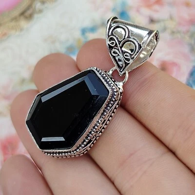 Colgante de plata de ónix negro colgante de plata de ley 925 hecho a mano colgante de piedras preciosas Foto 1 de 3