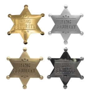 Hexagonal Star Badge Wedding Breastpin Metal Rings Security Badge for Party - Picture 1 of 12