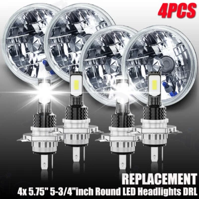 4PC 5 3/4" 5.75" Round LED Projector Headlights Hi/Low Sealed Beam  Bulb - Изображение 1 из 4