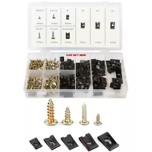 170 ASSORTED U CLIPS AND SCREWS SPEED FASTENER CAR INTERIOR TRIM PANEL FIXING - Picture 1 of 4
