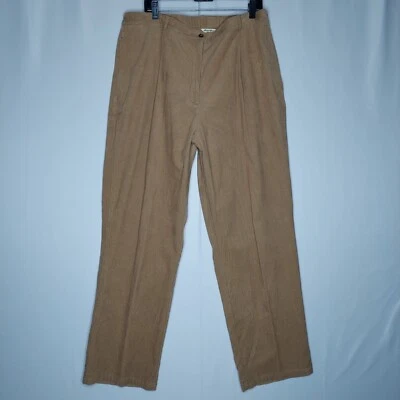 Eddie Bauer Vtg Corduroy Pants Women 20W Brown Hi-Rise Pleated Straight 90s Y2K - Image 1 of 4
