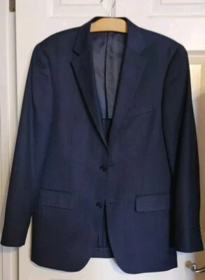 Костюм блейзер Alfani Slim Fit куртка мужская 38R с длинным рукавом темно-синий с вырезом шерсть б/у в отличном состоянии - Изображение 1 из 4