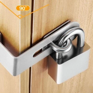 1 Set 90 Degrees Hasp And Staple Gate Door Shed For Padlock Lock Anti-Theft UK - Picture 1 of 11