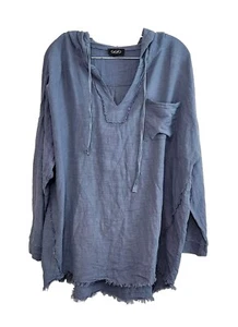 Gigio Pulllover Top Felpa con Cappuccio Tunica Grande Blu Hippie Boho Maglione Felpa - Foto 1 di 7